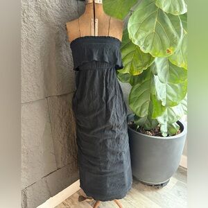 Xhilaration Black Strapless Ruffle Maxi Dress